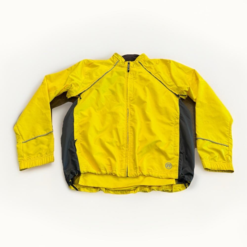 Novara Cycling Mens Yellow Reflective Lightweight Full Zip Jacket Size L Large